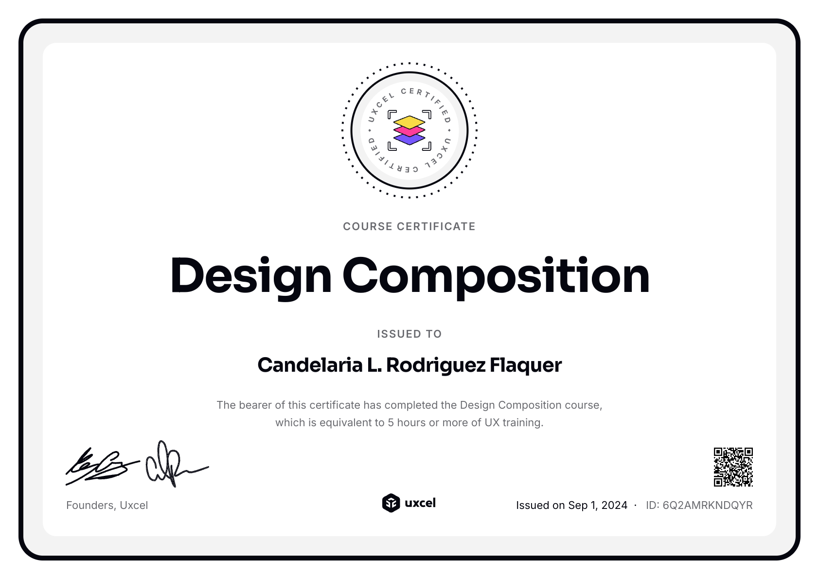 Candelaria L. Rodriguez Flaquer's certificate